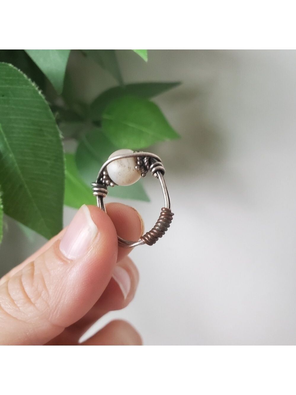 Agate Silver Wire Wrapped Ring
